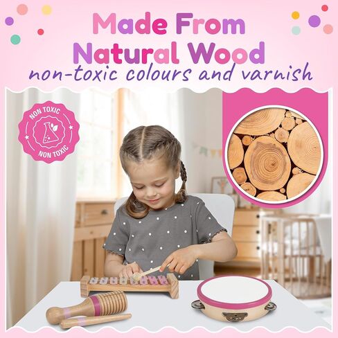 Stoie’s International Wooden Music Set, Percussion Kids Musical Instruments, Montessori Unique Play Toddler Musical Instruments for Kids Ages 3, 5, 9, 12- Baby Musical Toys, Baby Musical Instruments in Kuwait