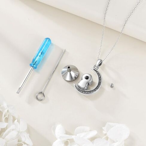 YAFEINI Owl Urn Necklaces for Ashes Sterling Silver Crescent Moon Keepsake Cremation Jewelry Memorial Gifts for Women in Saudi Arabia