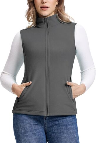 Outdoor Ventures Women’s Fleece Vest, Zip Up Lightweight Soft Running Vest Outerwear Sleeveless with Pockets in Kuwait