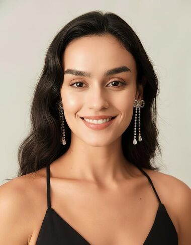 FAUTHENTICUTE Silver CZ Drop Earring for Women, Bow Drop Earrings in Kuwait