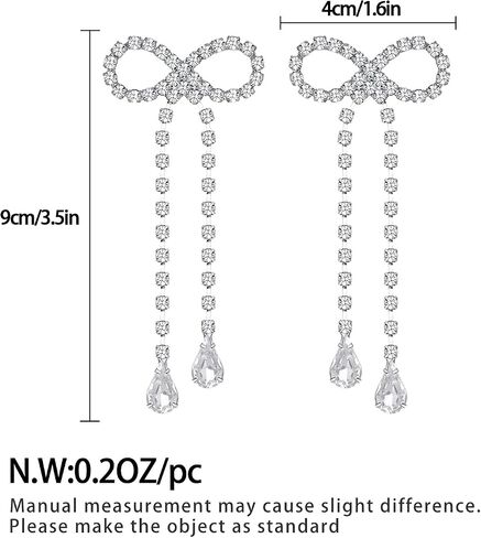 FAUTHENTICUTE Silver CZ Drop Earring for Women, Bow Drop Earrings in Kuwait