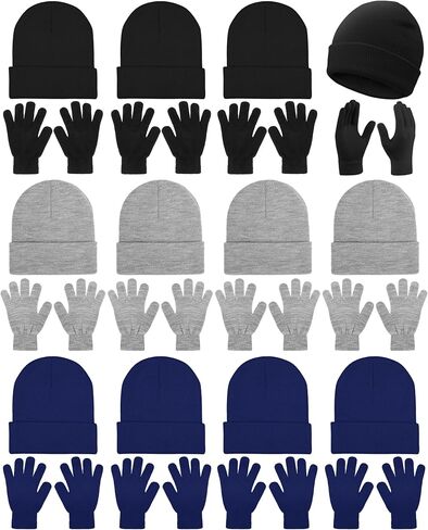 URATOT 24 Pack Winter Beanies Hats and Winter Magic Gloves Men Women Winter Gloves Beanie Set in Saudi Arabia