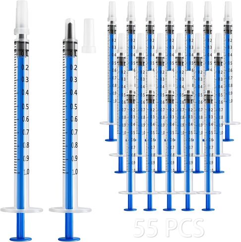 20 Pack 1ml Syringe for Liquid, 1cc Colostrum Syringes, Plastic Small Syringes with Cap for Scientific Labs, Measuring Liquids, Oral Dispenser, Feeding Pets - Individually Sterile Packed in Saudi Arabia