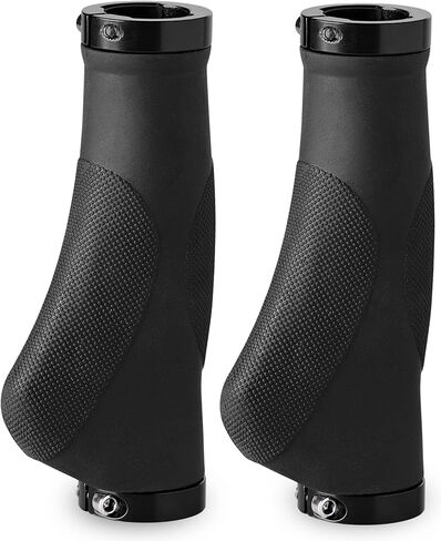 Bikeroo MTB Handlebar Grips - Bicycle Replacement Accessories W/Lock-On Non-Slip Collars & Aluminum Stability Caps - Textured Comfort Design for Mountain Cycling BMX Dirt Bikes in Saudi Arabia