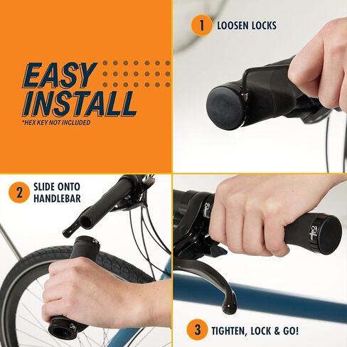 Bikeroo MTB Handlebar Grips - Bicycle Replacement Accessories W/Lock-On Non-Slip Collars & Aluminum Stability Caps - Textured Comfort Design for Mountain Cycling BMX Dirt Bikes in Saudi Arabia