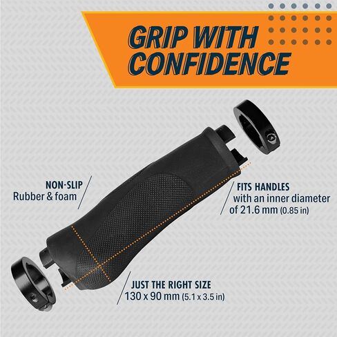 Bikeroo MTB Handlebar Grips - Bicycle Replacement Accessories W/Lock-On Non-Slip Collars & Aluminum Stability Caps - Textured Comfort Design for Mountain Cycling BMX Dirt Bikes in Saudi Arabia