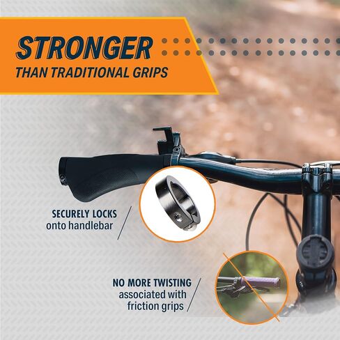 Bikeroo MTB Handlebar Grips - Bicycle Replacement Accessories W/Lock-On Non-Slip Collars & Aluminum Stability Caps - Textured Comfort Design for Mountain Cycling BMX Dirt Bikes in Saudi Arabia