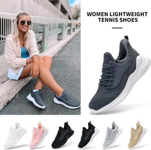 Womens Tennis Shoes Walking Sneakers - Memory Foam Running Slip On Gym Athletic Workout Nursing Comfort Work Shoe Lightweight in Kuwait