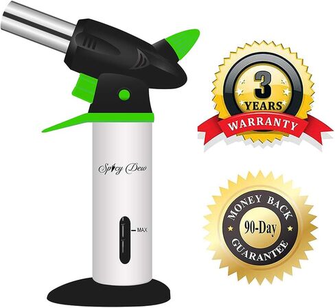 شعلة النفخ - شعلة كريم برولي - شعلة مطبخ الطهاة المحترفين القابلة لإعادة الملء مع قفل أمان ولهب قابل للتعديل - شعلة بوتان صغيرة مع مقياس الوقود - شعلة طهي الطعام in Kuwait