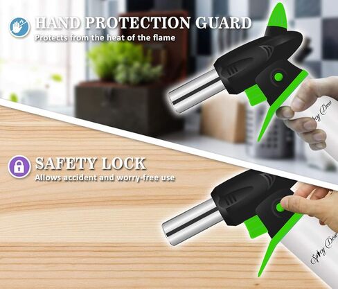 شعلة النفخ - شعلة كريم برولي - شعلة مطبخ الطهاة المحترفين القابلة لإعادة الملء مع قفل أمان ولهب قابل للتعديل - شعلة بوتان صغيرة مع مقياس الوقود - شعلة طهي الطعام in Kuwait