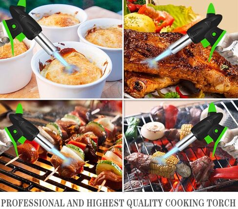 شعلة النفخ - شعلة كريم برولي - شعلة مطبخ الطهاة المحترفين القابلة لإعادة الملء مع قفل أمان ولهب قابل للتعديل - شعلة بوتان صغيرة مع مقياس الوقود - شعلة طهي الطعام in Kuwait