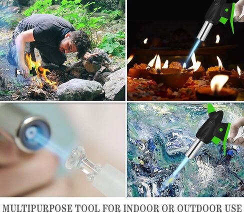 شعلة النفخ - شعلة كريم برولي - شعلة مطبخ الطهاة المحترفين القابلة لإعادة الملء مع قفل أمان ولهب قابل للتعديل - شعلة بوتان صغيرة مع مقياس الوقود - شعلة طهي الطعام in Kuwait