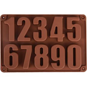Wocuz 0-9 Number Crayon Mold Happy Birthday Number Candle Mold Chocolate Baking Silicone Mold Ice Tray Mold Resin DIY Mold for Making Halloween Cookie Soap Candle Cake Decoration
