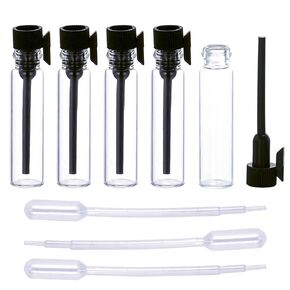 120Pcs 1Ml Mini Cute Empty Glass Perfume Essential Oils Sample Vials with White Plastic Rod Caps Glass Vials Sample Dropper Bottle for Essential Oils Aromatherapy (120Pcs 1Ml White Plastic Rod)