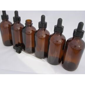 DropperStop 4oz Amber Glass Dropper Bottles (120mL) with Tapered Glass Droppers - Pack of 6 in Kuwait