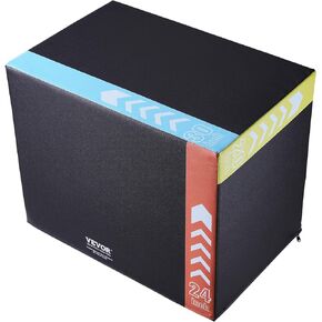VEVOR 3 in 1 Plyometric Jump Box, 30/24/20 Inch Foam Plyo Box, Platform & Jumping Agility Box, Anti-Slip Fitness Exercise Step Up Box for Home Gym Training, Conditioning Strength Training, Black