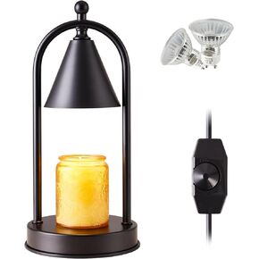 YXTH Candle Warmer Lamp with 2 Bulbs, Electric Candle Warmer Dimmable, Candle Lamp Compatible with Small & Large Candle, Wax Melts Warmer for Candle Jars, Candle Holders for Home Decor (Black)