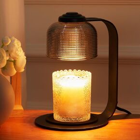 Meisoda Candle Warmer Lamp with 2 Bulbs,Modern-Glass Candle Lamp Warmer with Timer & Dimmer,Electric Candle Lamp Warmer Wax Melt Warmer for Jar Candles for Home Bedroom Decor, Black in Kuwait