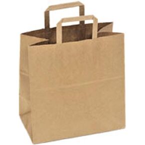 Large Paper Grocery Bags with Handles | 12x7x14 Kraft Brown Heavy Duty Sack | 57 Lbs Basis Weight (50)