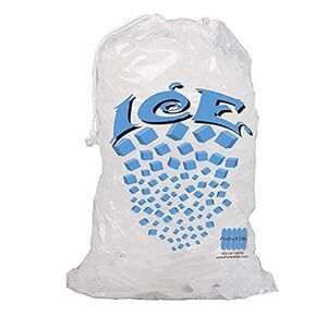 Perfect Stix Clear Plastic Ice Bags with Cotton Draw String, 10 lb Bags. Pack of 100