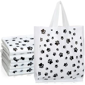 300 Pcs Dog Paw Bags with Handles - Plastic Print Treat Gift Bags for Selling, Shopping, Merchandise, Small Business, Party Favor, 7.87 x 9.45 Inch