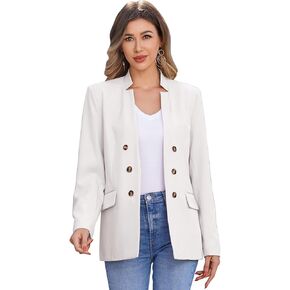 OBEEII Women's Long Sleeve Stand Collar Casual Blazers Jacket Elegant Business Office Blazer with Pockets