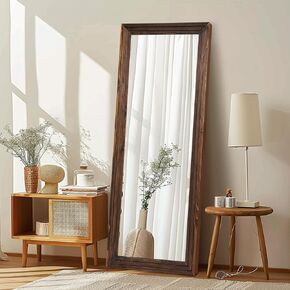 16"x48" Arched Full Length Mirror Solid Wood Wall Mirror with Hanging Strap for Living Room Bathroom Bedroom Entryway - White