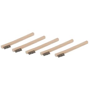 Steelman Stainless Steel 1200-Bristle Count Wire Brush for Mechanics and Painters, Removes Rust and Paint from Metals, Wood Handle, 5 Pack