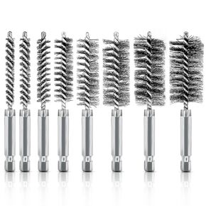 ASNOMY 5Pcs 1" Stainless Steel Bore Brush,25mm Stainless Steel Bristles Wire Brush Bore Cleaning Brush Set for Power Drill Cleaning, Abrasive Wire Brush Stainless Steel Brush with 1/4" Hex Shank