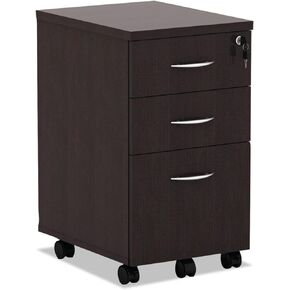 Alera Valencia Series Mobile Pedestal File, Left/Right, 3-Drawer: Box/Box/File, Legal/Letter, Espresso, 15.88 x 20.5 x 28.38