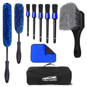 10Pcs Wheel Brush Kit for Cleaning Wheel and Tire, Wheel and Rim Brush, Car Detailing Brushes, Tire Brush, Bendable & Durable Car Wheel Rim Cleaner Brush Set,Car Detailing Cleaning Brush Supplies Kit