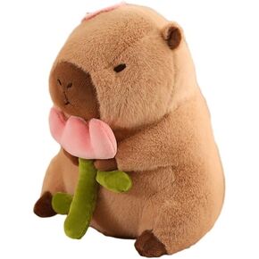 INVENOL Plush Toy Pillows Capybara Plush Toy with Rose Soft Capybara Plushie Pillow Capybara Stuffed Animal Plush Toy (Size : 11.8in)