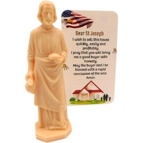 Westmon Works Saint Joseph Statue for Selling Your Home with Patriotic House Prayer Holy Card, Made in The USA