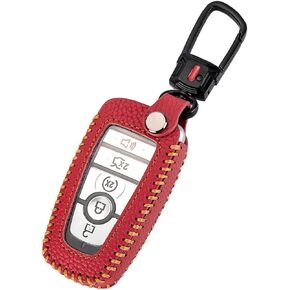 YONUFI for Ford Key Fob Cover Keychain Leather Car Smart Key Case Protector Holder Compatible with 2017-2024 Bronco Escape Mustang Explorer F150 F250 F350 Fusion Edge (Black)