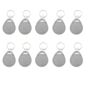 10pcs Plastic 125KHZ Rewritable Writable ID Cards Keyfobs RFID Copy Key Tags Handheld RFID Copier Writer Readers Duplicator-Re-Writable,Gray