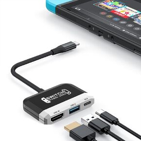 منصة تبديل لنينتندو سويتش/OLED سويتش، قاعدة تلفزيون محمولة 3 في 1 مع 4K HDMI USB 3.0 منفذ USB C PD شحن 100 وات، استبدال محطة إرساء السفر للتبديل