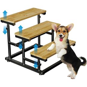 Bamboo Pet Dog Stairs Adjustable 3-Tier in Kuwait
