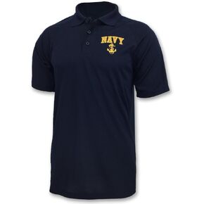 Armed Forces Gear Men's United States Navy Performance Polo - Official Licensed United States Navy Shirts for Men (Navy)