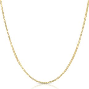 EVAYA 14K Gold Box Chain Necklace for Women (0.5mm Width, 14"-24" Length) - 14K Solid Gold Necklace & Real Gold Chain - Cadenas de Oro 14K Puro para Mujer