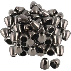 uxcell 100pcs Plastic Bell End Stopper Cord Rope Ends Locks Lanyard Clips Fastener for Backpack Drawstrings Accessories, Metal Black