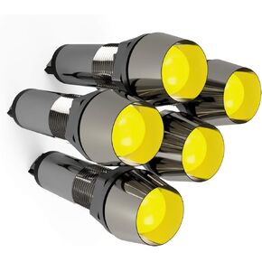 INTERACTIVIA 5 Pack Red 12V 8mm 5/16" LED Metal Signal Indicator Directional Pilot Dash Light