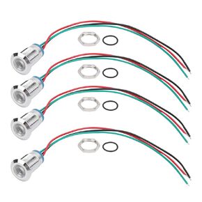 YWBL-WH Pre‑Wired LED Indicator Light 12mm 12V‑24V Common Cathod Electrode LED Pilot Light - Pack of 4 Sets (red Green), Buttons and Indicators