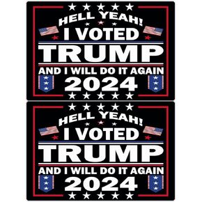 2 Pack Trump 2024 'Hell Yeah I Voted Trump and I Will Do It Again Magnets Spartan Community Honors Victims Vinyl Sign Laptop Decal Car Bumper Window Waterproof Magnets Decoration