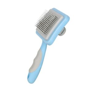 Dog Brush Cat Brush,Pet Grooming Brush,Self Cleaning Cat Dog Slicker Brushes with Smooth Handle, Removes Loose hair & Tangles,Skin Friendly & Promote Circulation-Blue