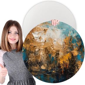 Ireer 2 Pcs 20 Inch Round Canvas Stretched Canvases for Painting Blank White Round Canvas Panels Large Quality Circle Canvas Board for Acrylic Pouring Oil Gouache Art Crafts
