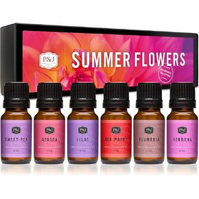 P&J Trading Fragrance Oil | Summer Flowers Set of 6 - Scented Oil for Soap Making, Diffusers, Candle Making, Lotions, Haircare, Slime, and Home Fragrance