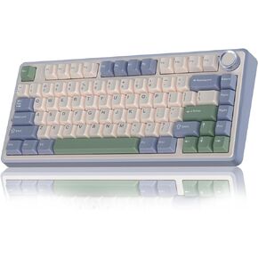 AULA F75 75% Wireless Mechanical Keyboard,Gasket Hot Swappable Custom Keyboard,Pre-lubed Greywood Switches RGB Backlit Gaming Keyboard,2.4GHz/Type-C/BT5.0 Mechanical Keyboard (Cool Black)