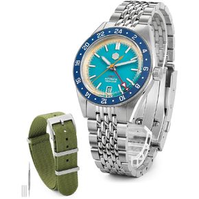 San Martin Diver GMT Watches with One-Piece Waterproof Military Watch Straps Replacement for Men Women, 20MM