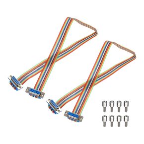 MECCANIXITY 2 Pcs IDC Rainbow Wire Flat Ribbon Cable DB15 Female to DB15 Female 19.7 Inch Length 2.54mm Pitch Breadboard Jumper Wires for Electronic Projects