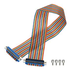MECCANIXITY 1 Pcs IDC Rainbow Wire Flat Ribbon Cable DB37 Male to DB37 Female 19.7 Inch Length 2.54mm Pitch Breadboard Jumper Wires for Electronic Projects